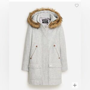 J.Crew Italian Stadium Cloth Wool Nello Gori Parka Coat Hood Gray